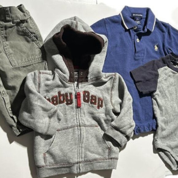Bundle of Baby Boys Clothes 6 - 12 M, Shirt, Pants, Hoodie, 2 One Piece - Picture 1 of 4